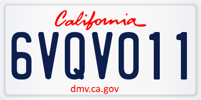 CA license plate 6VQV011
