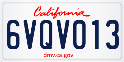 CA license plate 6VQV013