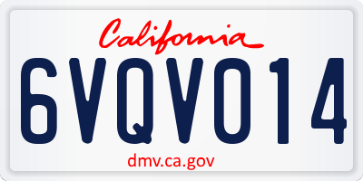 CA license plate 6VQV014