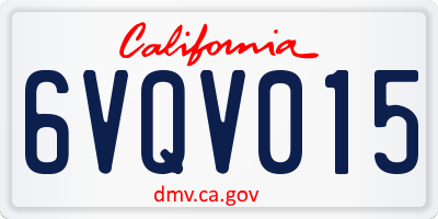 CA license plate 6VQV015