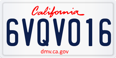 CA license plate 6VQV016