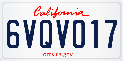 CA license plate 6VQV017