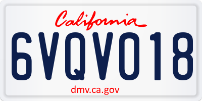 CA license plate 6VQV018
