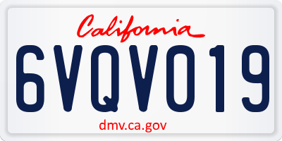 CA license plate 6VQV019
