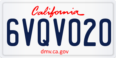 CA license plate 6VQV020