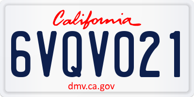 CA license plate 6VQV021