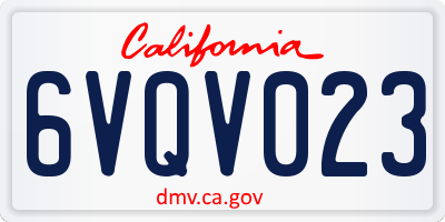 CA license plate 6VQV023