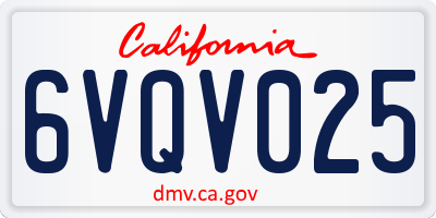 CA license plate 6VQV025