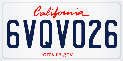 CA license plate 6VQV026