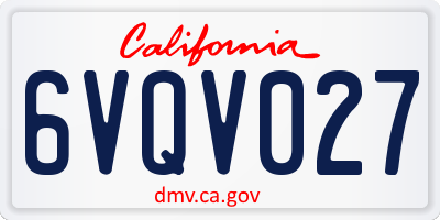 CA license plate 6VQV027