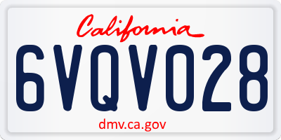 CA license plate 6VQV028
