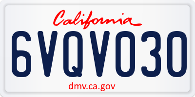 CA license plate 6VQV030