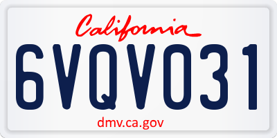 CA license plate 6VQV031