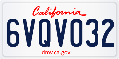 CA license plate 6VQV032