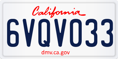 CA license plate 6VQV033