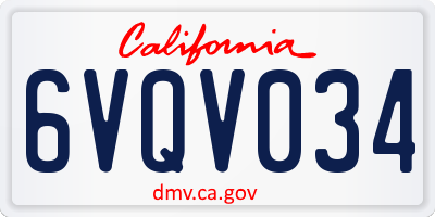 CA license plate 6VQV034