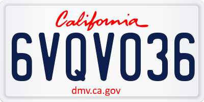 CA license plate 6VQV036