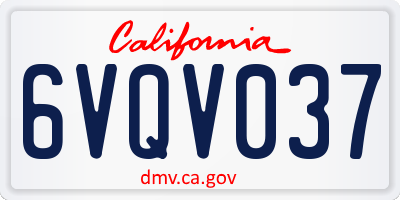 CA license plate 6VQV037