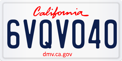 CA license plate 6VQV040