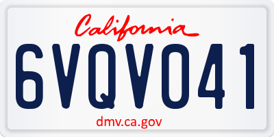 CA license plate 6VQV041