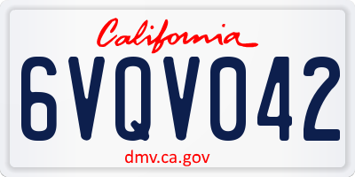 CA license plate 6VQV042