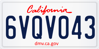 CA license plate 6VQV043