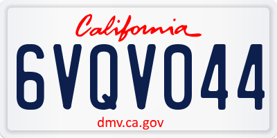 CA license plate 6VQV044
