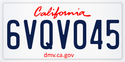 CA license plate 6VQV045