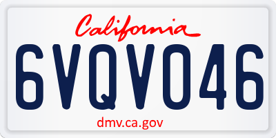 CA license plate 6VQV046
