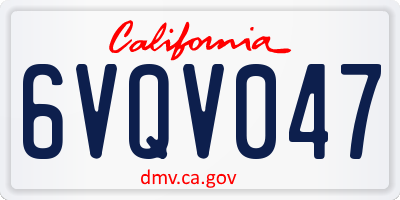 CA license plate 6VQV047