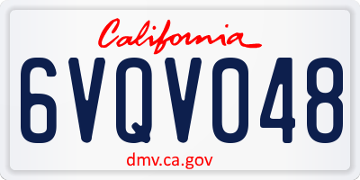 CA license plate 6VQV048