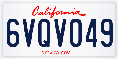 CA license plate 6VQV049