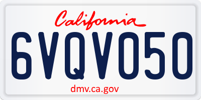 CA license plate 6VQV050