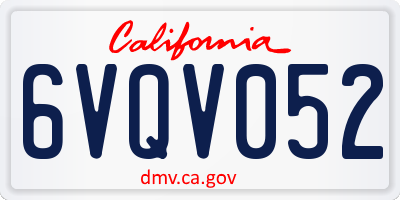 CA license plate 6VQV052