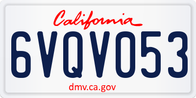 CA license plate 6VQV053