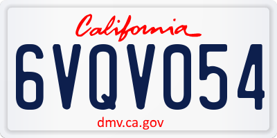 CA license plate 6VQV054