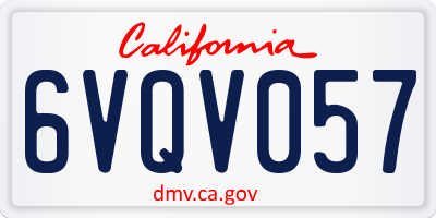CA license plate 6VQV057