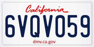 CA license plate 6VQV059