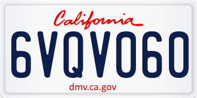 CA license plate 6VQV060