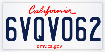 CA license plate 6VQV062