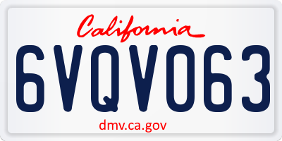 CA license plate 6VQV063