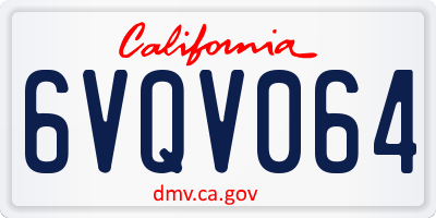 CA license plate 6VQV064