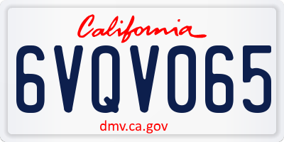 CA license plate 6VQV065
