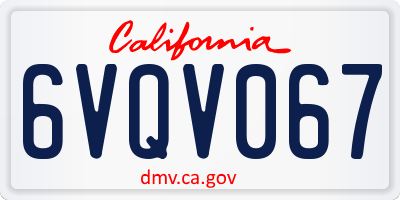 CA license plate 6VQV067