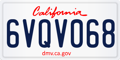 CA license plate 6VQV068