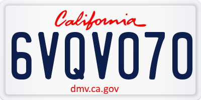 CA license plate 6VQV070
