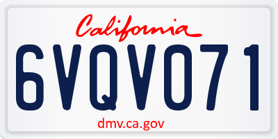 CA license plate 6VQV071