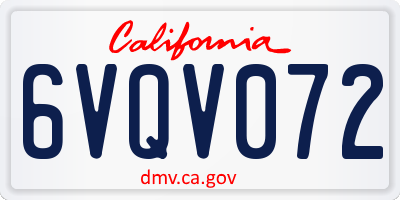 CA license plate 6VQV072