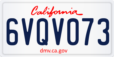 CA license plate 6VQV073