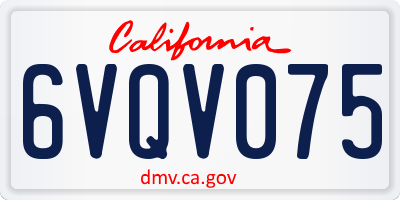 CA license plate 6VQV075